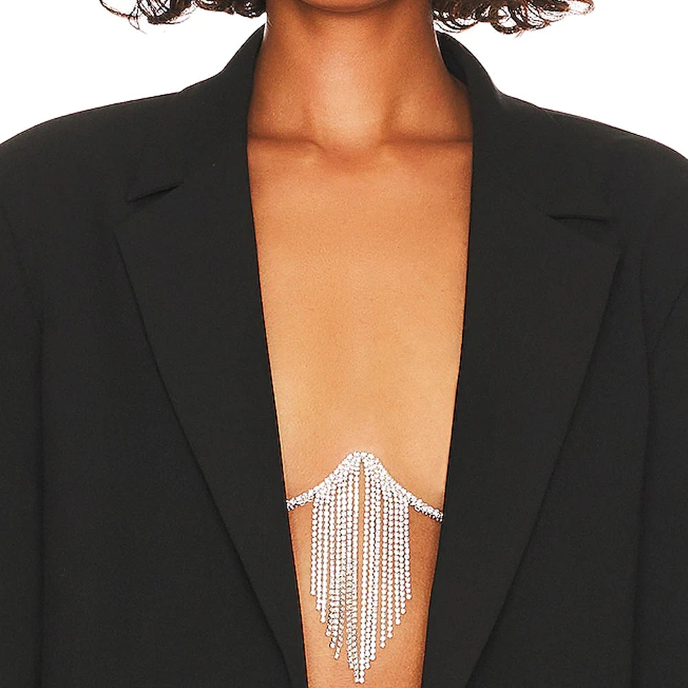 Sexy Crystal Tassel Chest Brace Chain Body Jewelry Fashion Women Bikin Charlie Dolly Sexy Crystal Tassel Chest Brace Chain Body Jewelry Fashion Women Bikin Charlie Dolly
