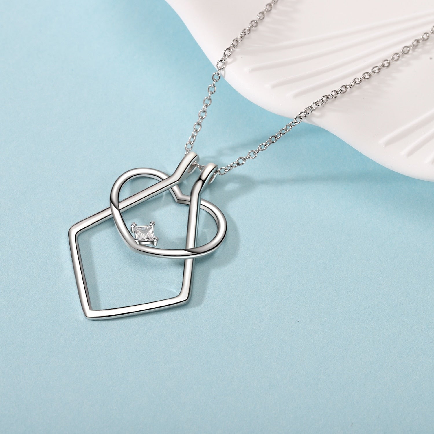 SHADOWHUNTERS Women's 925 Sterling Silver Heart Ring Holder Necklace Clear Cz Adjustable Pendant Necklace Dainty Engagement Gift - Charlie Dolly