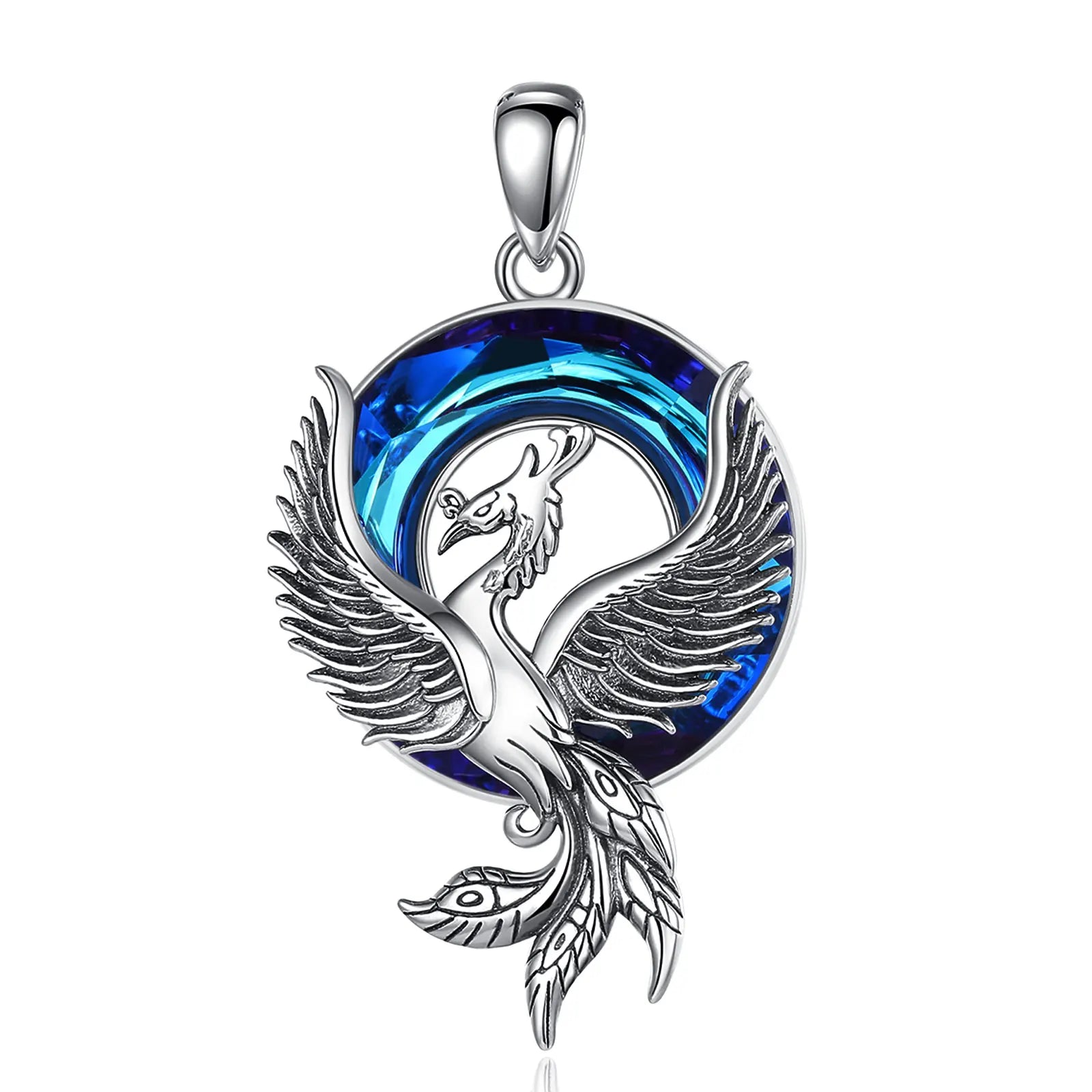 Phoenix Amulet Necklace with Austrian Crystal, S925 Sterling Silver