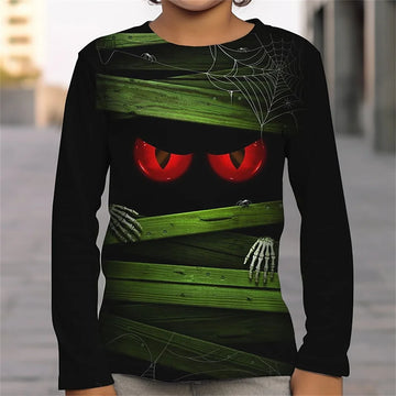 Halloween Tees 3d Skull Optical Illusion T Shirts For Children Clothes Fteenagers Boys Wear Large Eyeball T-Shirt For A Boy 2023 - Charlie Dolly