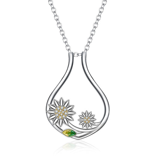 Moonmory 925 Sterling Silver Cz Ring Holder Necklace Adjustable Length Rotatable Sunflower Women's Ring Holder Necklace - Charlie Dolly