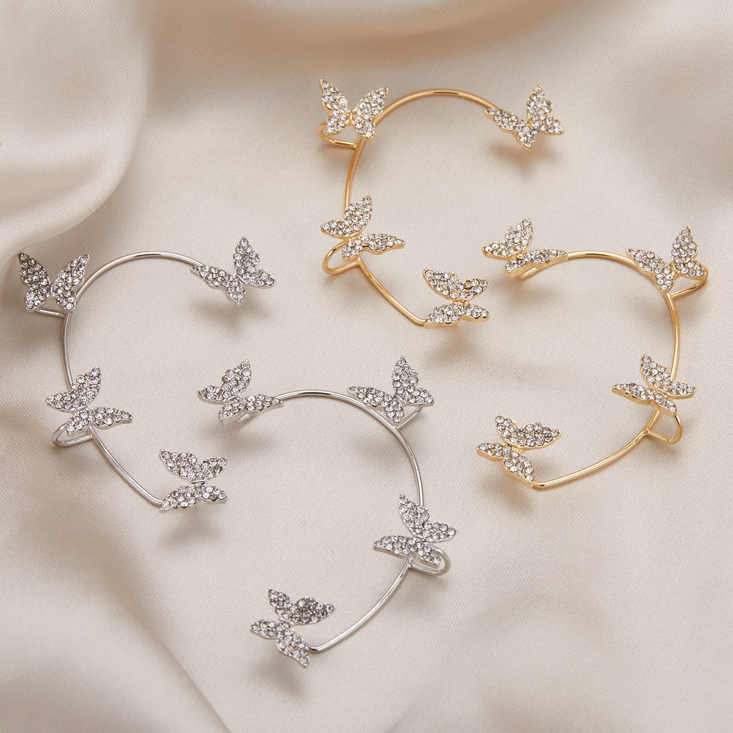 Kpop Shiny Zircon Butterfly Earcuff For Women Without Piercing Earrings 2023 Fashion Ear Clip Earrings Bride Wedding Jewelry