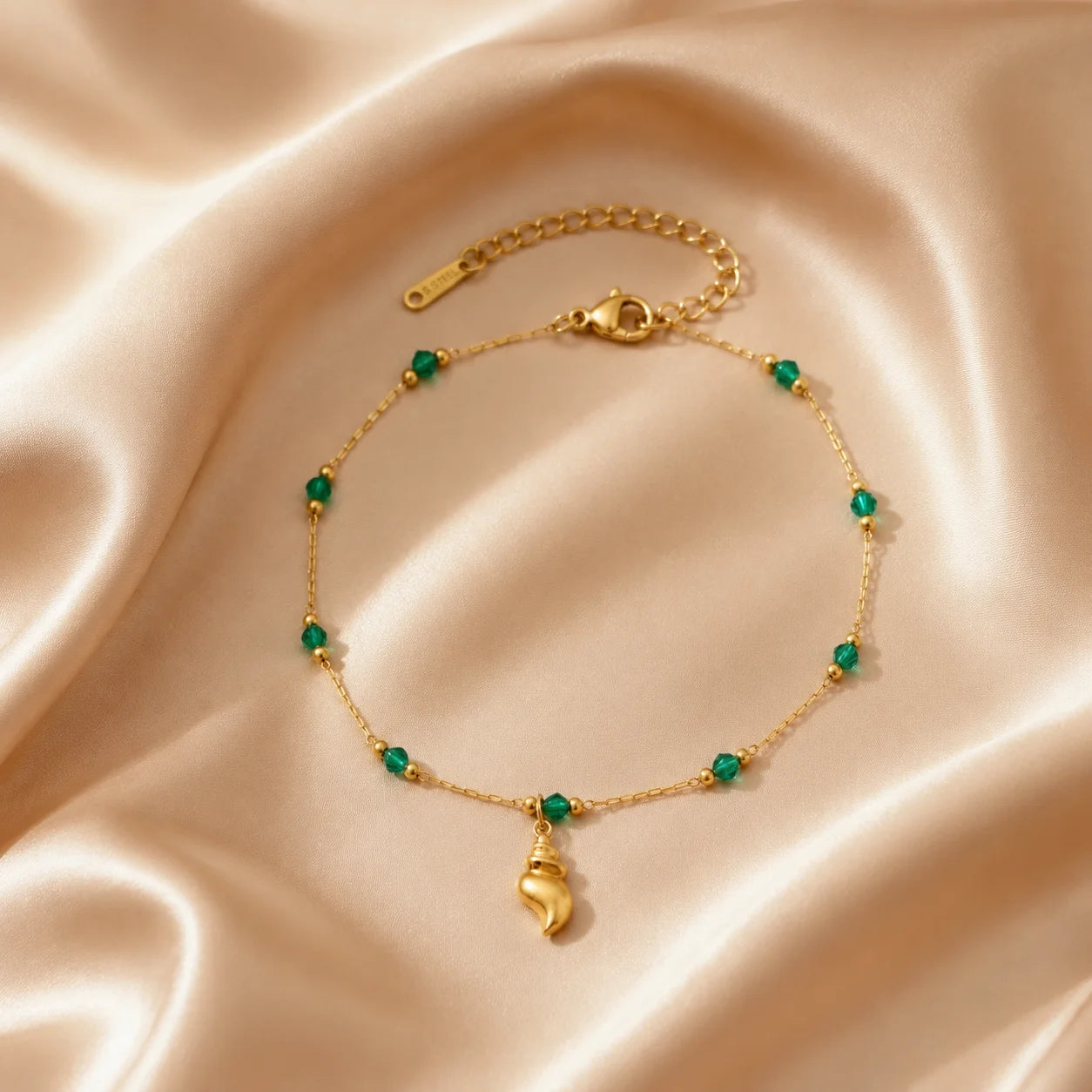 Waterproof Stainless Steel Shell and Conch Beaded Anklet
