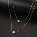 Stainless Steel Necklaces Fashion Multilayer Style Pearl 