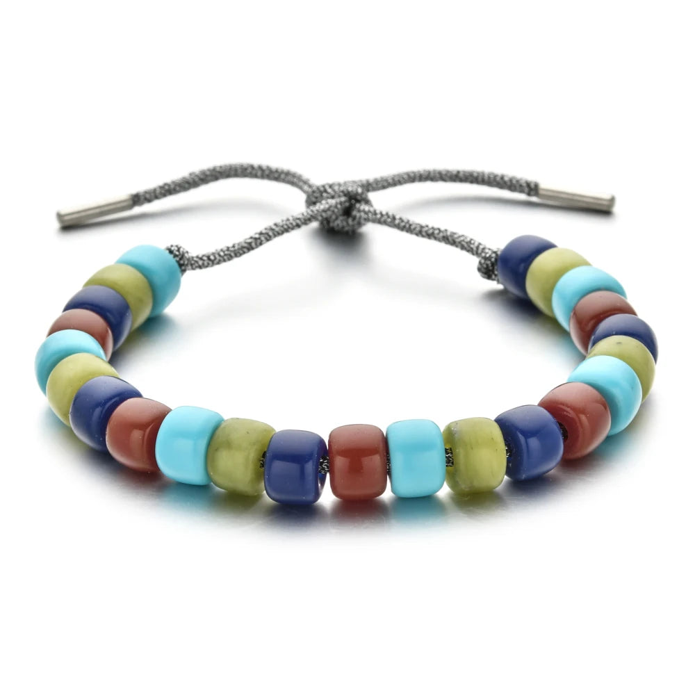 Vintage Boho Handmade Pull Tie on Rope Bracelet DIY Natural Stones Crystal Charm Beads Stone Trendy Bracelet Lucky Jewelry - Charlie Dolly