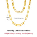 ORSA JEWELS 14K Gold Plated Genuine 925 Sterling Silver Paperclip Neck Chain 6/9.3/12mm Link Necklace for Women Men Jewelry SC39 - Charlie Dolly