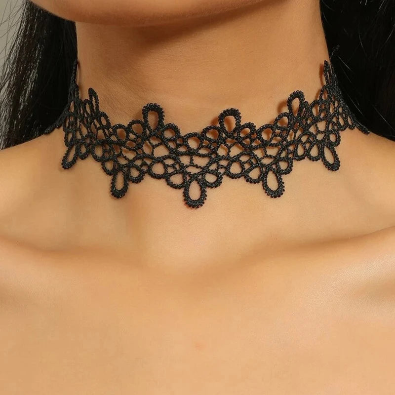 Lace Choker Pearl Tassel Necklace Jewelry