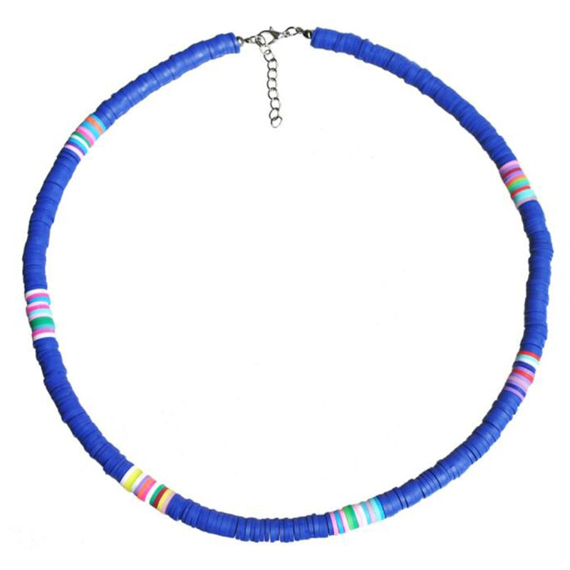 6MM Punk Polymer Clay Necklace Soft Pottery Choker Necklace Colorful Surfer Beads Collar Handmade Femme Jewelry Gifts