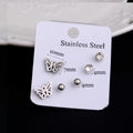 Stainless Steel Earrings Small Cute Butterfly Star Moon Heart Stud Earrings Set Punk Piercing Earing Women's Minimalist Jewelry - Charlie Dolly