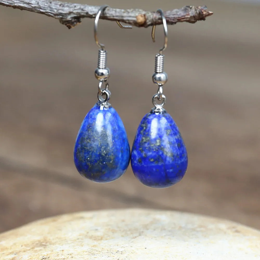 Lapis Lazuli Natural Stone Earrings for Women Fancy Drop Earring Elegant Dangle Earrings Bold Jewelry Dropship Gifts - Charlie Dolly