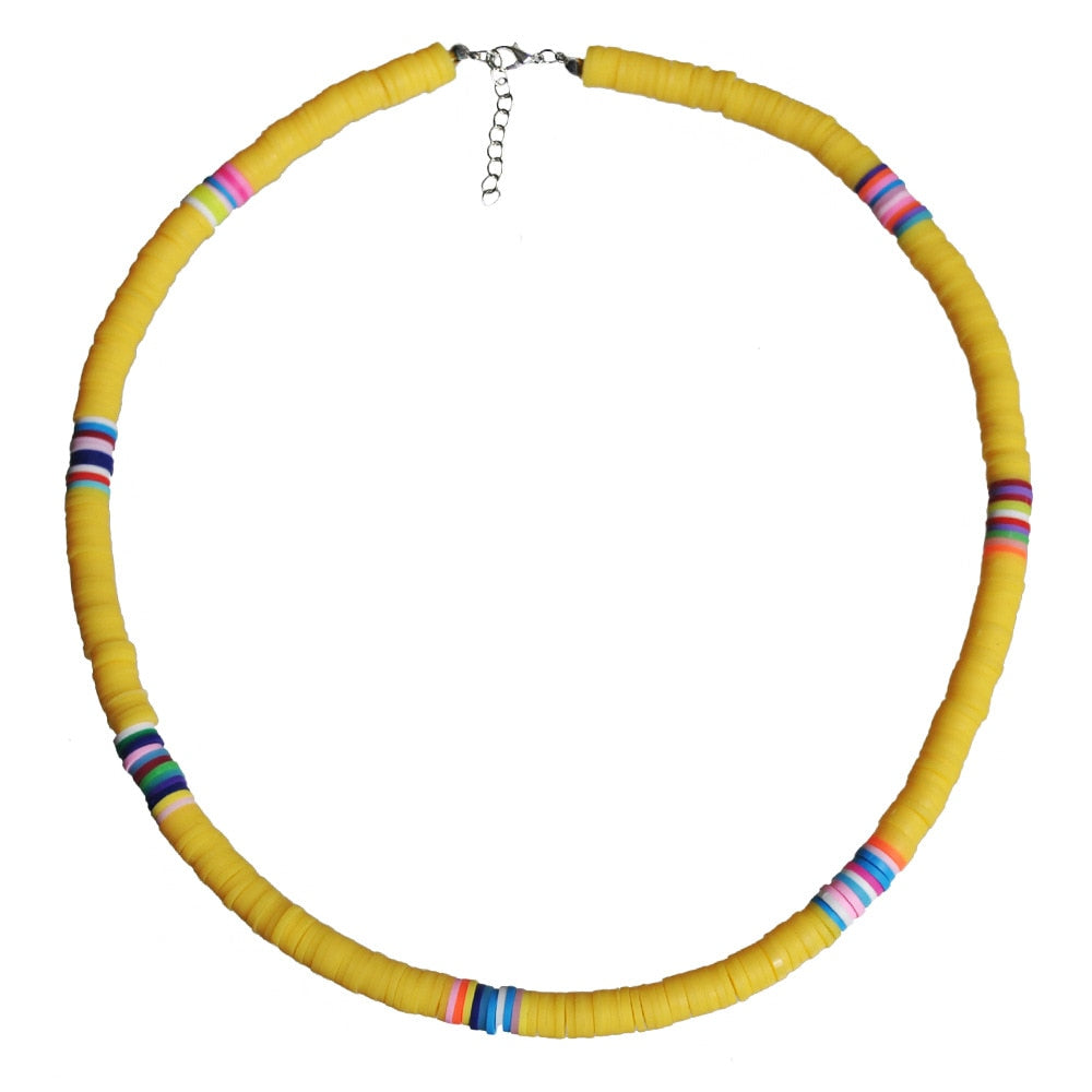 Fashion Soft Pottery Choker Necklace For Women Bohemian Colorful Clay Collar Shell Necklace Summer Beach Jewelry