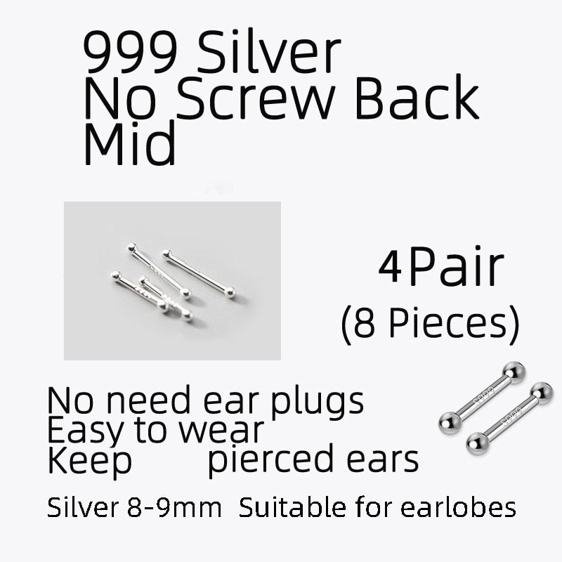 La Monada Sterling Silver Stud Earrings Women Two Ball Fine 925 Silver Jewelry Woman Earrings Stud Silver 999 Keep Piercing Nut