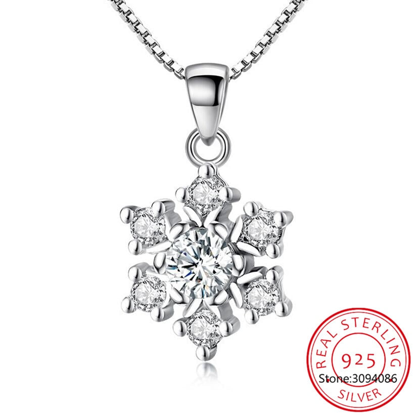 Snowflake Lab Moissanite Diamond Pendant Real 925 Sterling Silver Charm Party Wedding Pendants Necklace For Women Bridal Jewelry