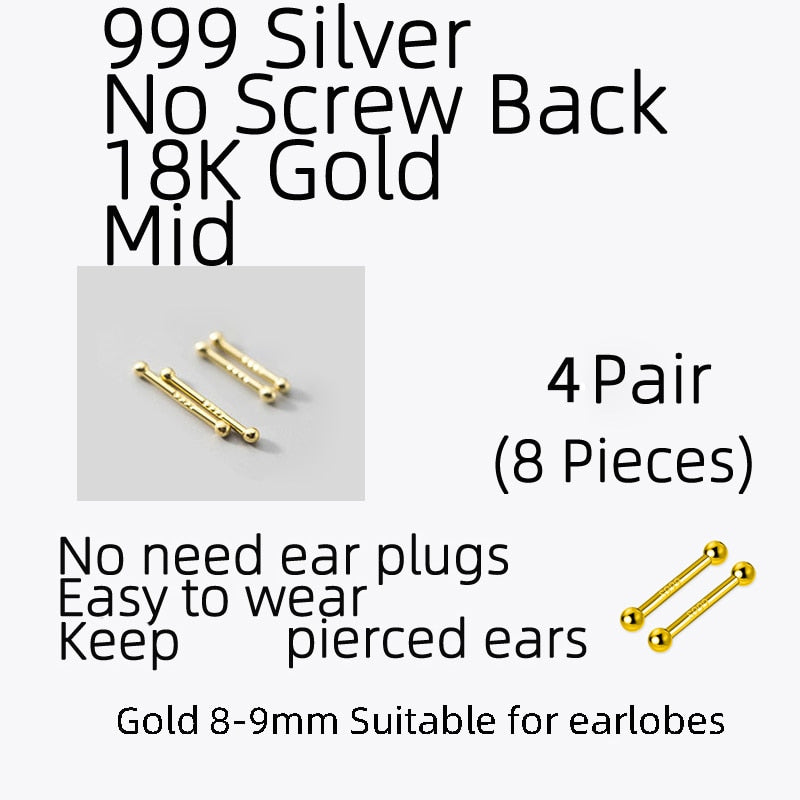 La Monada Sterling Silver Stud Earrings Women Two Ball Fine 925 Silver Jewelry Woman Earrings Stud Silver 999 Keep Piercing Nut