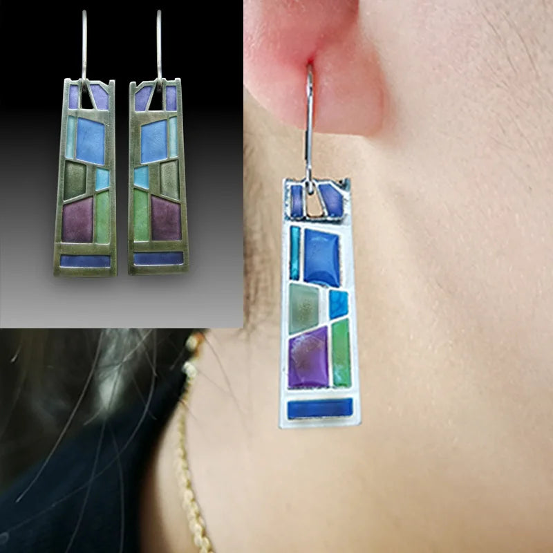 Green Enamel Coconut Leaf Pearl Drop Earrings Jewelry