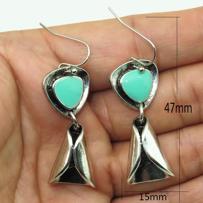 Green Enamel Coconut Leaf Pearl Drop Earrings Jewelry