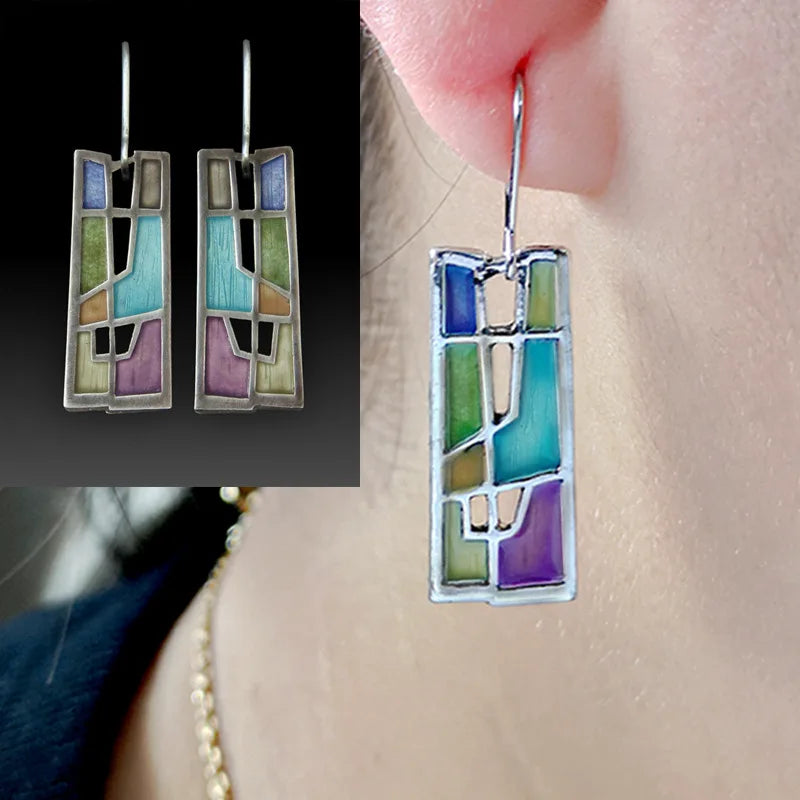 Green Enamel Coconut Leaf Pearl Drop Earrings Jewelry
