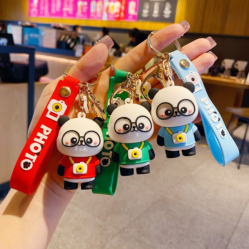 Cartoon Cute Panda Keychain Adorable Animal Keyring Men and Women Kids Bag Pendant Car Key Chain Key Ring Gift for Children