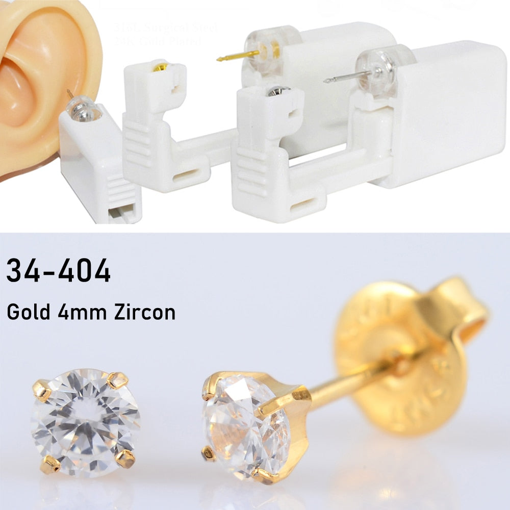 Disposable Sterile Ear Piercing Unit Cartilage Tragus Helix Piercing Gun Tool Kit Build In Steel Stud Earring Star Ball