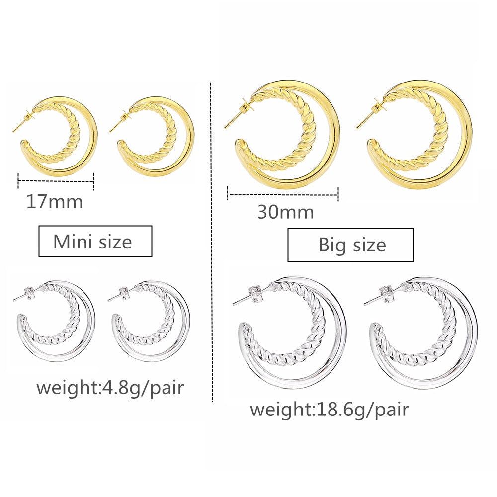 Slovecabin 925 Sterling Silver Luxury Hoop Piercing Boucle Doreille Femme Gold Round Circle Fashion Earrings for Women Jewerly