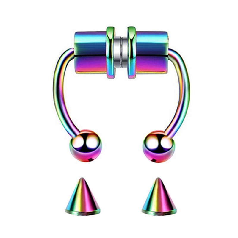 Fake Nose Ring Non Piercing Horseshoe Septum Piercing Magnetic Hoop Stainless Steel Reusable Magnet Punk for Women Jewelry Gifts