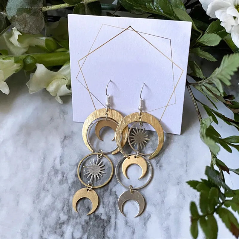 Crescent Moon Phase Drop Earrings