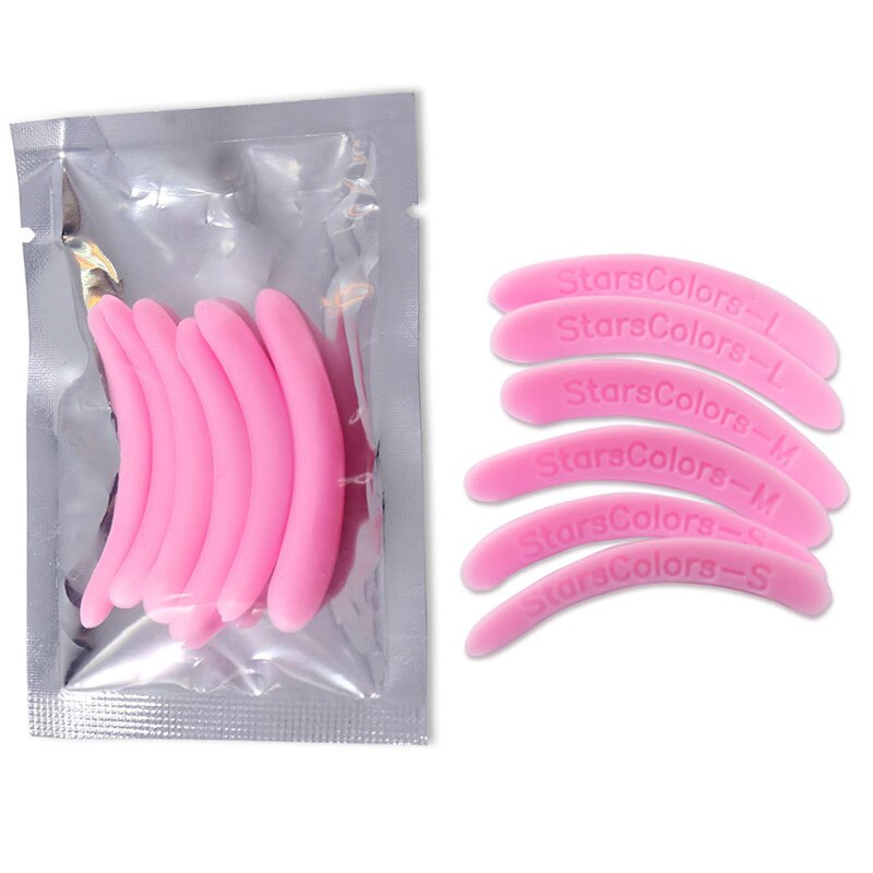 3pairs Pink Eyelash Perm Silicone Pad Recycling Lashes Rods Shield lifting 3D Eyelash Curler Makeup Accessories Applicator Tool