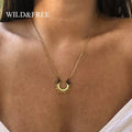 Stainless Steel Jewelry Geometric Pendant Necklace for Women Gold Plated Half Circle Spiked Femme Colar Choker Necklaces - Charlie Dolly