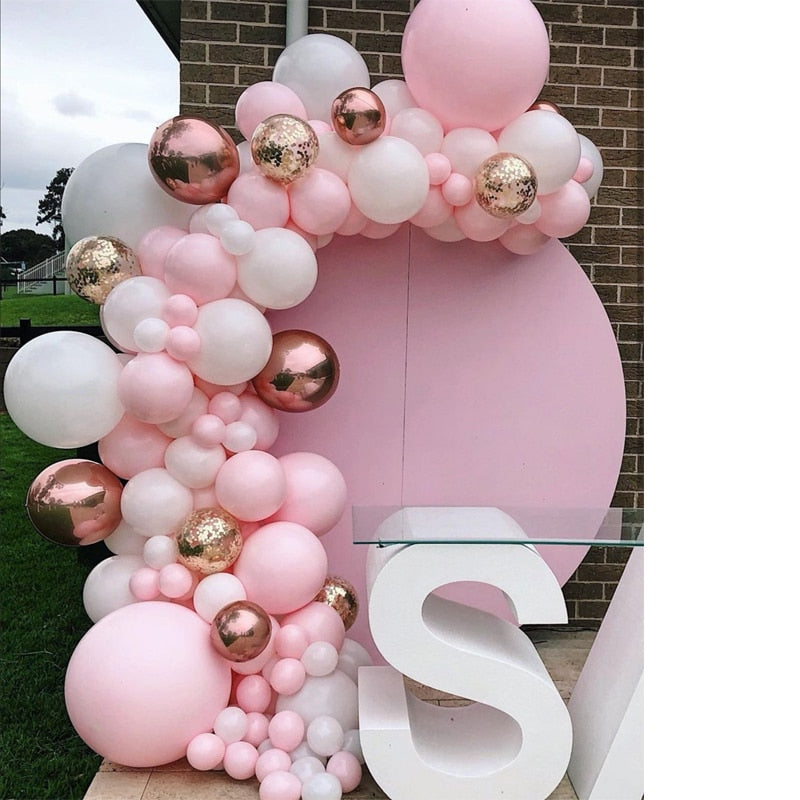 115pcs Balloon Arch Garland Rose Gold Chorme Metallic Balloons Pink Globos Happy Birthday Party Decorations Wedding Baby shower