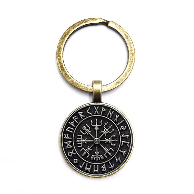 3 Color Keychain Glass Cabochon Viking Art Car Key Ring Gift Jewelry