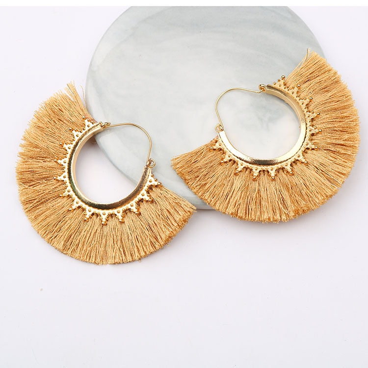Round Tassel Earrings for Women Jewelry Drop Dangle Earrings Pendientes Mujer Moda Brincos Party Wedding Statement Earrings