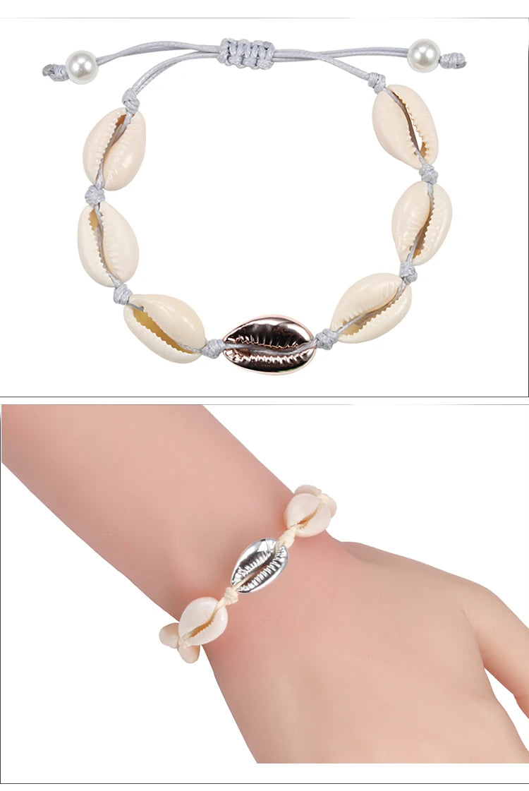 Handmade Cowrie Shell and Conch Boho Bracelet