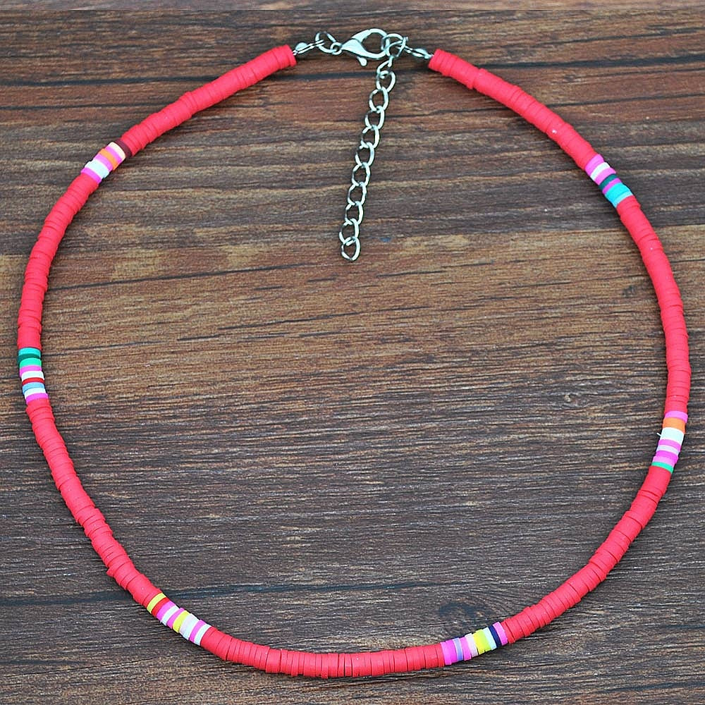 Fashion Soft Pottery Choker Necklace For Women Bohemian Colorful Clay Collar Shell Necklace Summer Beach Jewelry