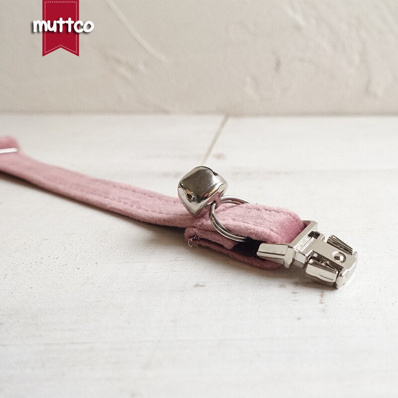 MUTTCO Adjustable cat collar THE BABY PINK handmade pet products 2 sizes metal buckle double cloth cat collar UCC080