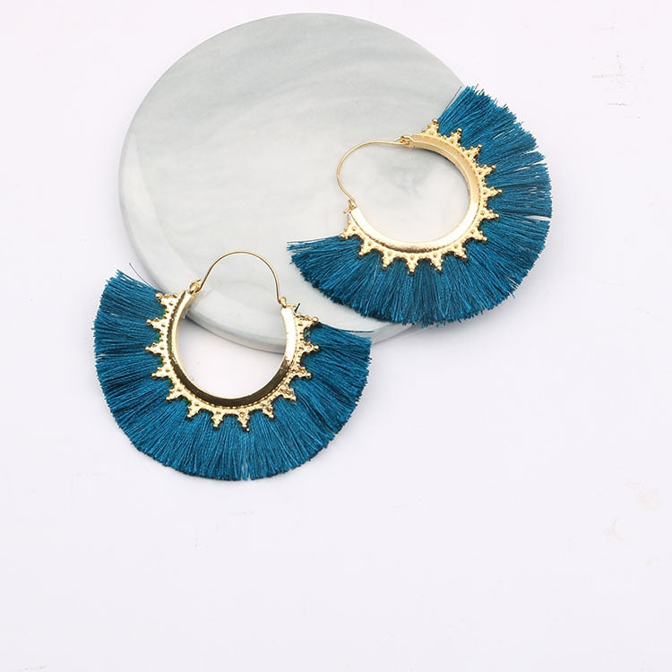 Round Tassel Earrings for Women Jewelry Drop Dangle Earrings Pendientes Mujer Moda Brincos Party Wedding Statement Earrings