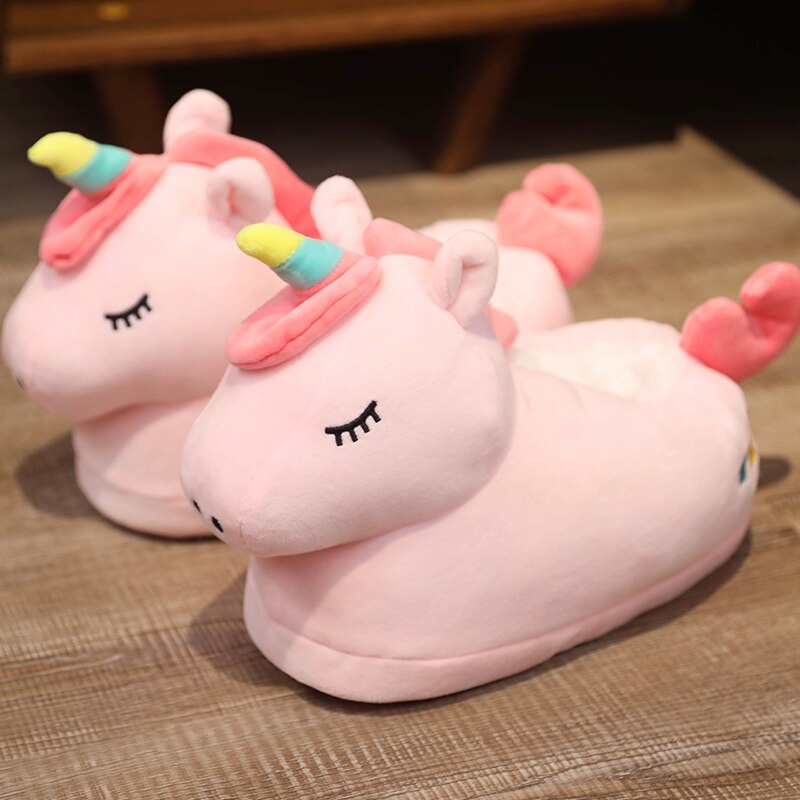 One Size US 6-10.5 Winter Men Women Slippers Indoor Toys Animal Unicorn Dinosaur Husky Totoro Shoes Warm Home House Slides