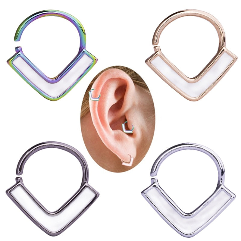 1pc Copper Nose Rings Hoop Septum V-Shap Ear Stud Tragus Cartilage Earring Helix Eyebrow Lip Piercing Nariz Body Jewelry 18G