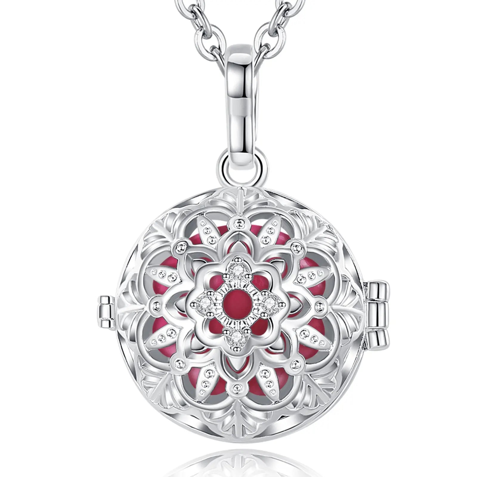 Eudora 18mm Harmony Ball Lotus Cage Pregnancy Bola Necklace, Angel Caller Amulet