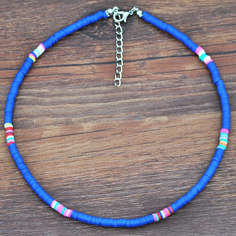 Fashion Soft Pottery Choker Necklace For Women Bohemian Colorful Clay Collar Shell Necklace Summer Beach Jewelry