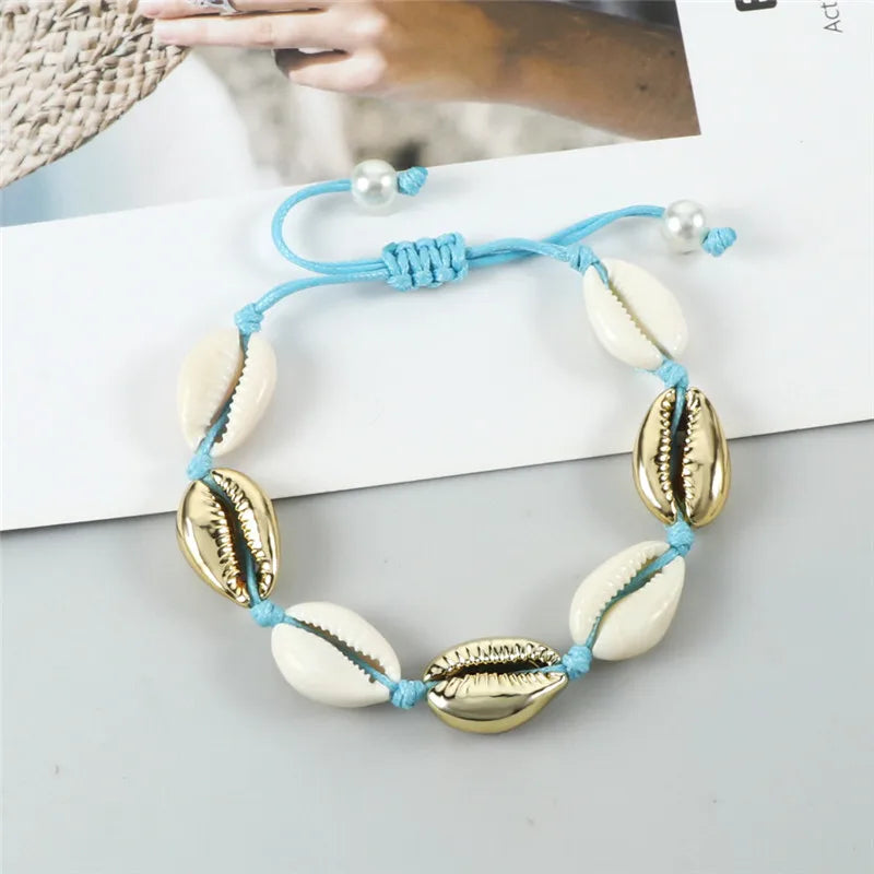 Vintage Cowrie Shell Rope Boho Bracelet