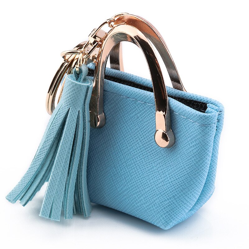 ZG Mini Small Bag Keychain Coin Purse Pink Blue Red Decoration Key Chains PU Leather Bag Storage Pendant Fashion Cute Jewelry