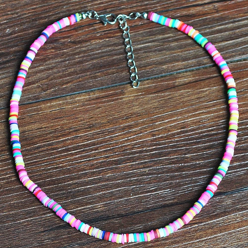Fashion Soft Pottery Choker Necklace For Women Bohemian Colorful Clay Collar Shell Necklace Summer Beach Jewelry