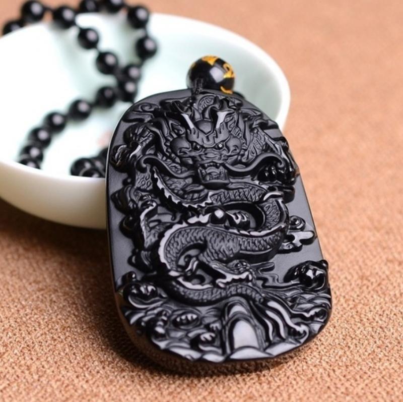 Fashion Frosted Obsidian Sakyamuni Buddha Head Charm Men and Women Amulet Necklace Buddhist Religious Jewelry