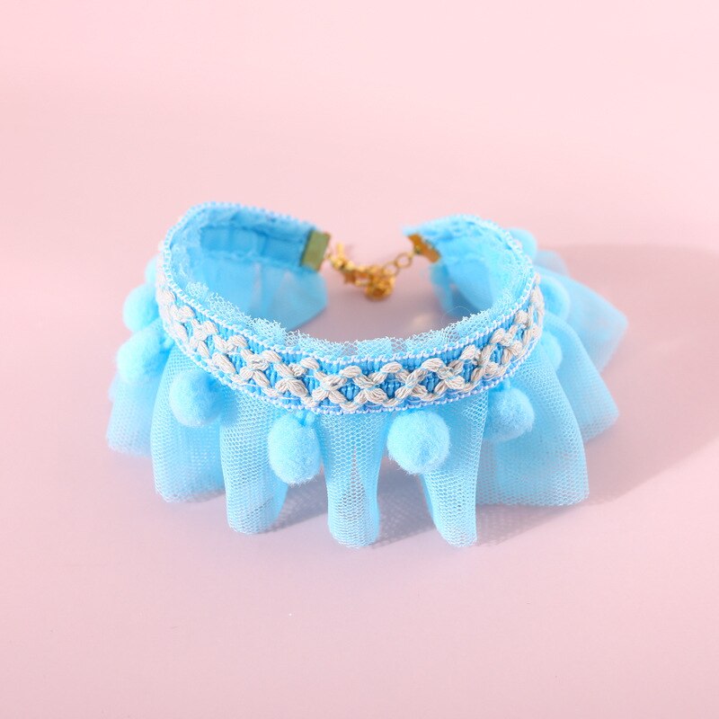 Pets Cat Collar Accessories Lovely Fancy Bib Plush Ball Puppy Pet Cat And Dog Products Cartoon Pink Adjustable Deworming