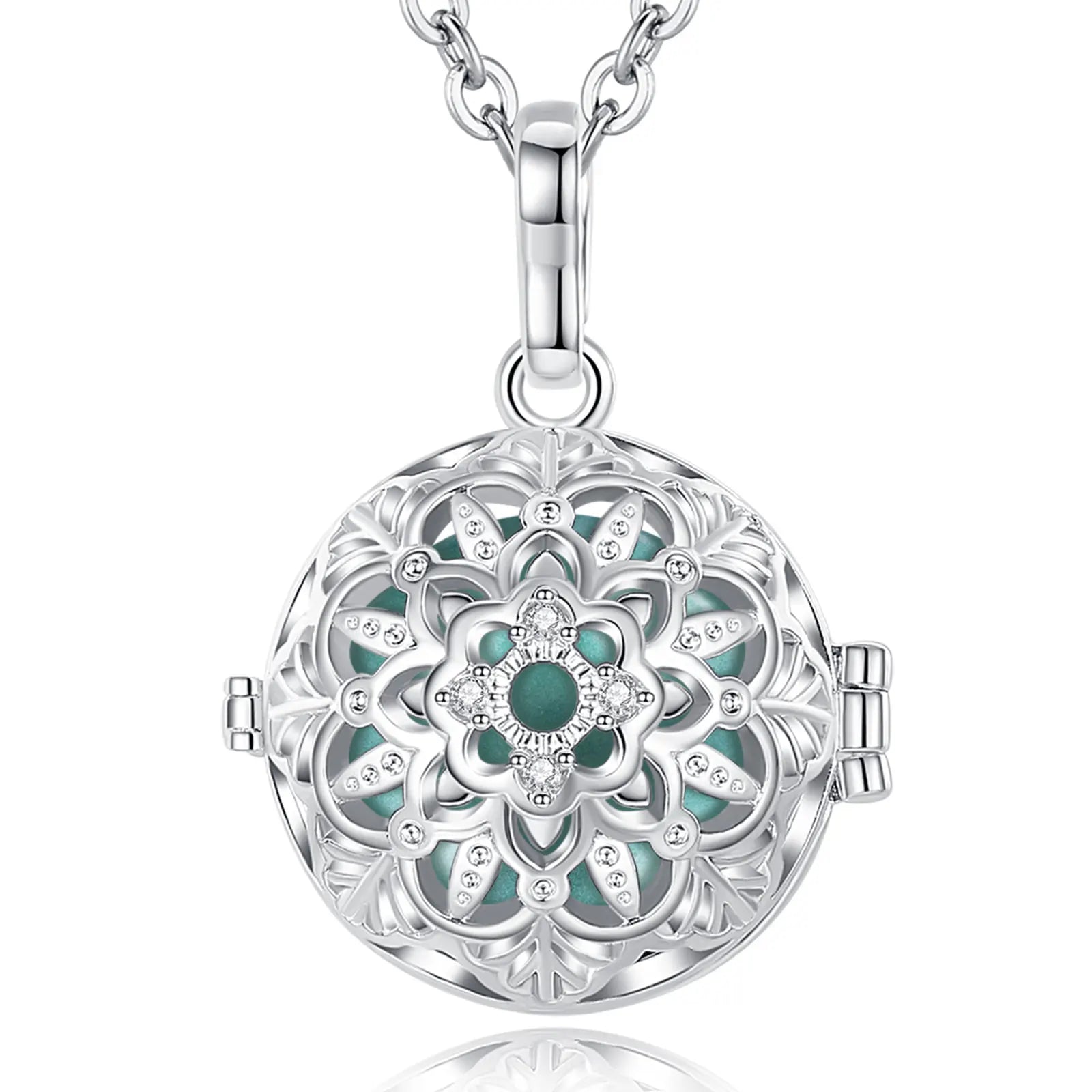 Eudora 18mm Harmony Ball Lotus Cage Pregnancy Bola Necklace, Angel Caller Amulet