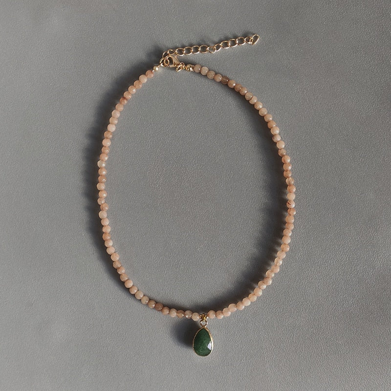 Hand-Made Exquisite Natural Stone Beaded Necklace Charm Eye Pattern Accessory Pendant Women Retro Fashion Neck Jewelry Колье