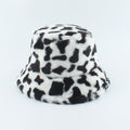 2021 New Fashion Korean Pink Cow Print Bucket Hat Faux Fur Winter Hats For Women Warm Plush Fisherman Caps - Charlie Dolly