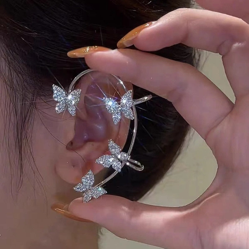 Simple Geometric Ear Cuff No Piercing Cartilage Clip Earring for Women Punk Vintage Butterfly Jewelry Party Accessories 1 PC