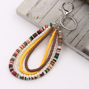 Bohemian Handmade Jewelry Key Chain Multilayer Polymer Clay Pearl Accessories Keychains for Women Bag Car Keyring Pendant - Charlie Dolly