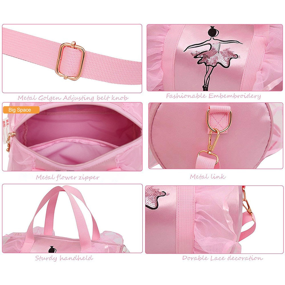 Ballet Dance Bags Pink Girls Sports Dance Kids Backpack Baby Barrels Package Bag Costume Clothes Shoes Dress Handbag